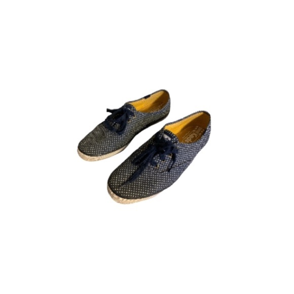 Keds Blue and White Polka Dot Canvas Shoes - Women’s Size 8.5 - Picture 1 of 7